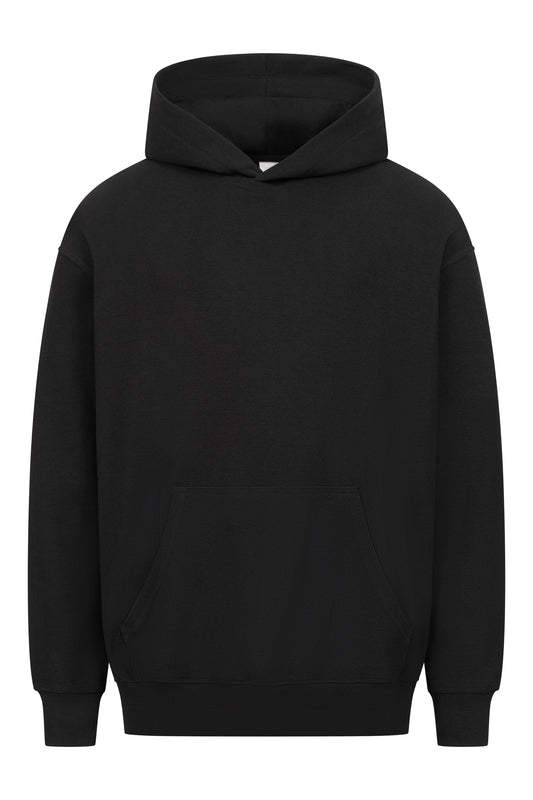 Regular Fit Hoodie aus Bio Baumwolle - Black Waffle Knit