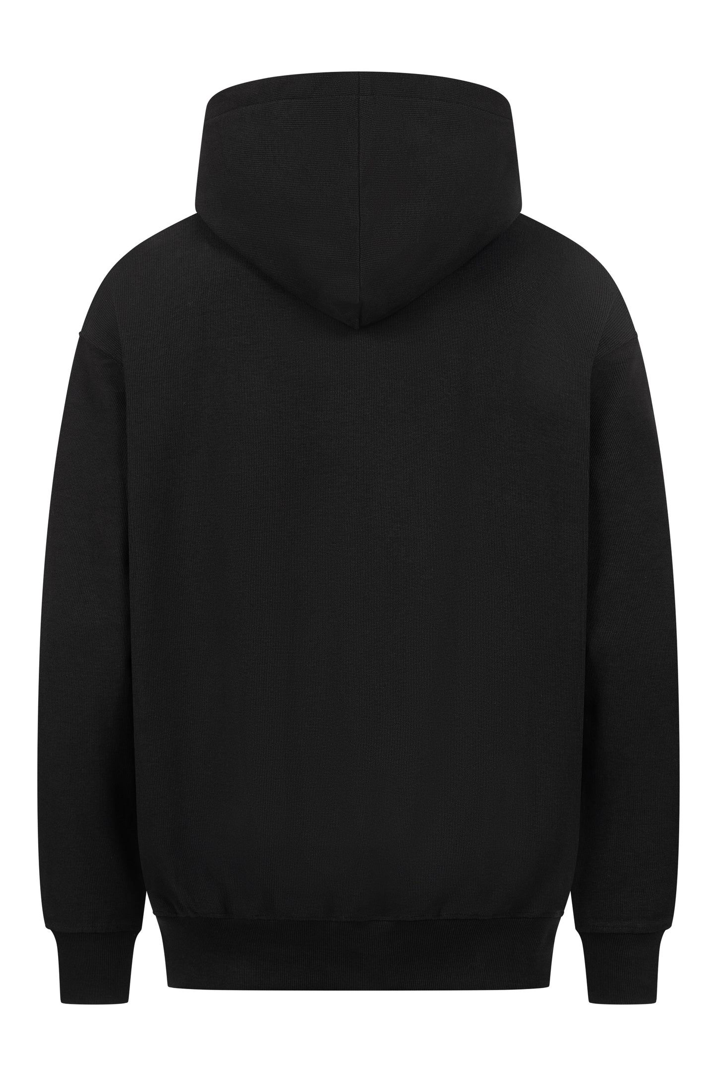 Regular Fit Hoodie aus Bio Baumwolle - Black Waffle Knit